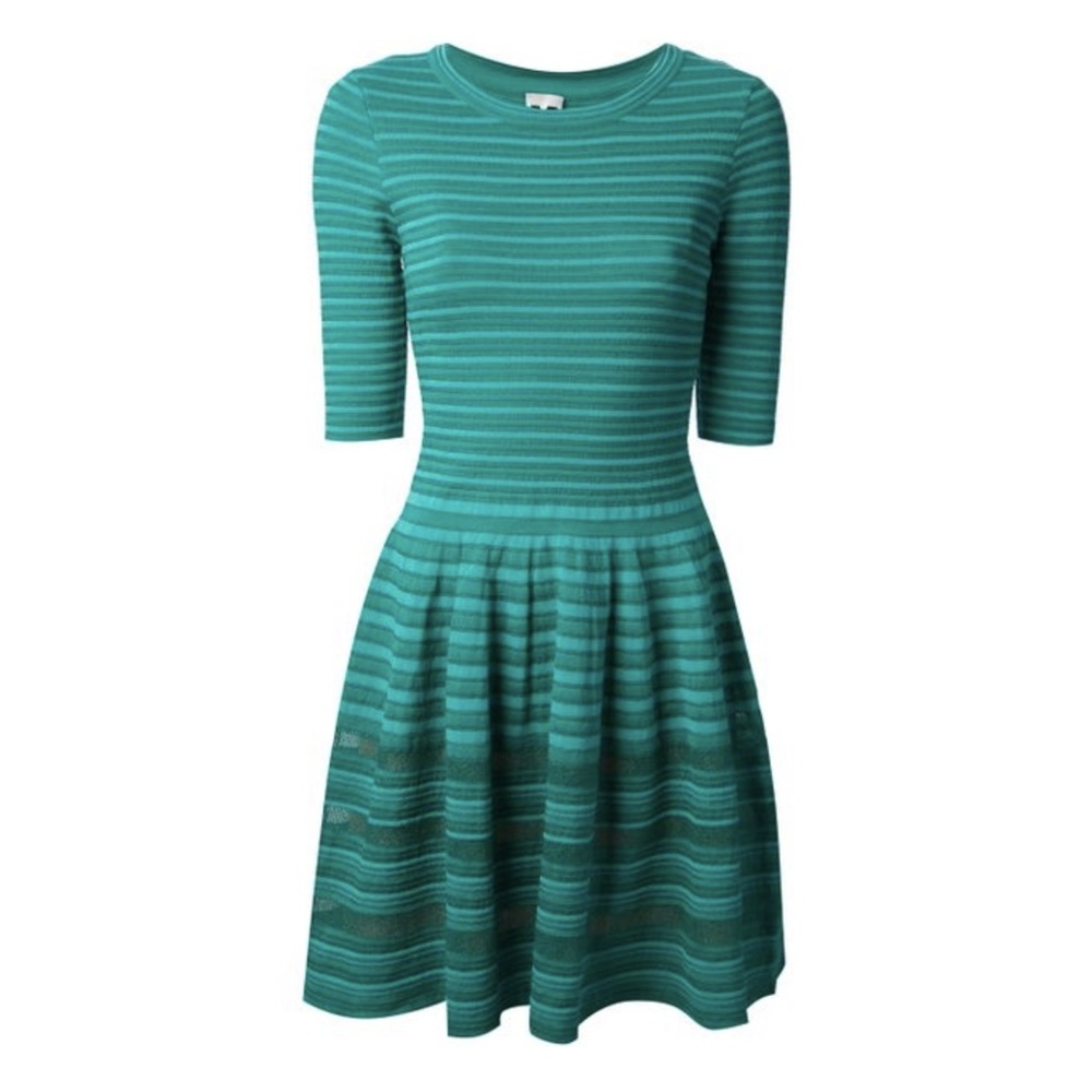 M by Missoni Green Striped Mini Dress
